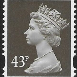 Y1717a  43p 2B sepia  perf 14. blue fluor. ex DX21 Walsall. U/M (MNH)