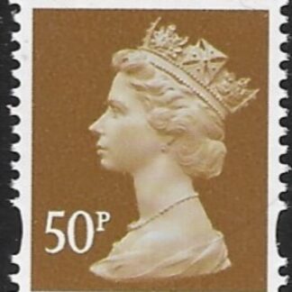 Y1726  50p 2B  ochre. blue fluor. ex sheet  DLR  U/M (MNH)