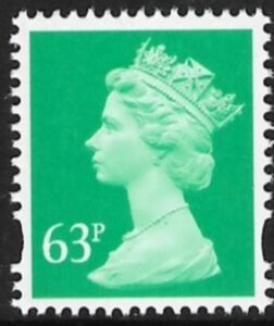 Y1732  63p 2B light emerald. blue fluor. ex sheet  Harrison  U/M (MNH)