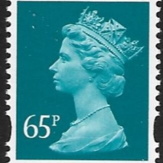 Y1734  65p  2B  greenish-blue. blue fluor. ex sheet  DLR  U/M (MNH)