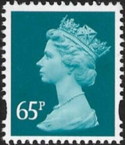 Y1734  65p 2B greenish-blue. blue fluor ex GT1  Walsall U/M (MNH)