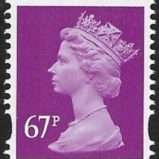 Y1735  67p 2B bright mauve. blue fluor. ex sheet  DLR  U/M (MNH)
