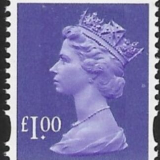 Y1743  £1.00 2B bluish violet. blue fluor. ex sheet.  DLR  U/M (MNH)