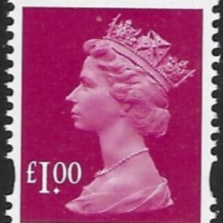 Y1744  £1.00 2B magenta. blue fluor. ex sheet.  DLR  U/M (MNH)