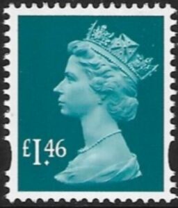 Y1745  £1.46  2B  greenish-blue. blue fluor. ex sheet   DLR  U/M (MNH)