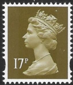 Y1681  17p  2B brown olive. blue fluor ex sheet   DLR  U/M (MNH)