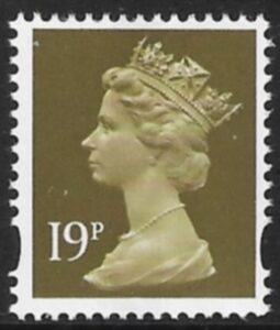 Y1682 19p CB bistre  yellow fluor. ex sheet Harrison  U/M (MNH)