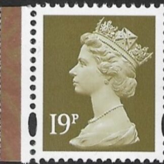 Y1683  19p RB  Bistre blue fluor perf 14  ex DX24 Walsall  U/M (MNH)