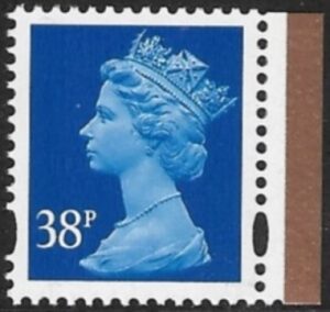 Y1707a   38p  2B ultramarine  perf 14. blue fluor. ex  DX24 Walsall  U/M (MNH)