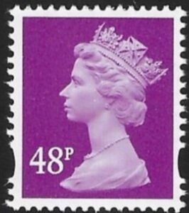 Y1724  48p  2B bright mauve. blue fluor. ex sheet.  DLR  U/M (MNH)