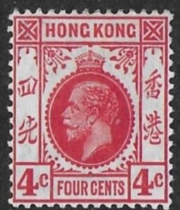 1914 Hong Kong SG.102a 4 cent scarlet M/M