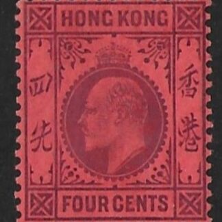 1904  Hong Kong  SG.78  4 cents purple/red M/M