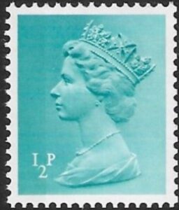 X842 ½p LB turquoise blue (good perfs) ex booklet DX1 Harrison U/M (MNH)
