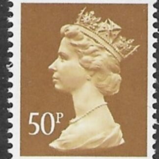 X993  50p  ochre  from sheet Cyld. 35 & 36 on FCP. spec no. U428 Harrison  U/M (MNH)