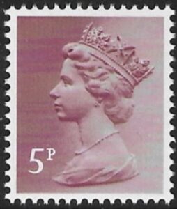 X1004a  5p phos. claret  perf 15x 14 Litho  Questa  U/M (MNH)