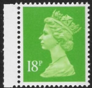 X1012  18p RB  bright green ex DX14  Questa  U/M (MNH)
