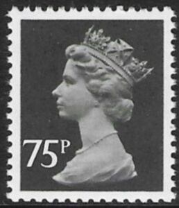 X1023 75p ord. black Type I Questa U/M (MNH)