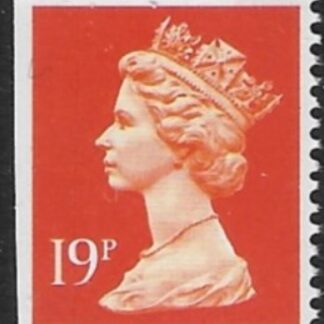 X1052  19p  2B bright orange  imperf left. ex booklet. FH16 (only 1 per booklet). Walsall  U/M (MNH)