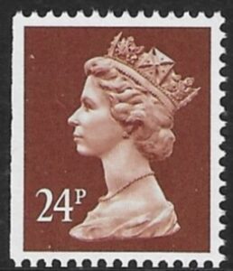 X1053  24p phos. chestnut  imperf left. ex booklet. Walsall  U/M (MNH)