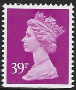 X1058  39p phos.  bright mauve  imperf bottom. ex booklet. Walsall  U/M (MNH)