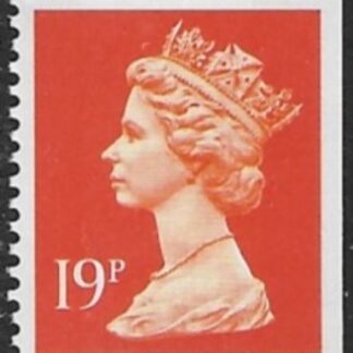 X1052 19p 2B bright orange imperf right. ex booklet. Walsall U/M