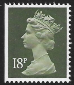 X912  18p  2B  deep olive grey imperf left  Harrison  U/M (MNH)
