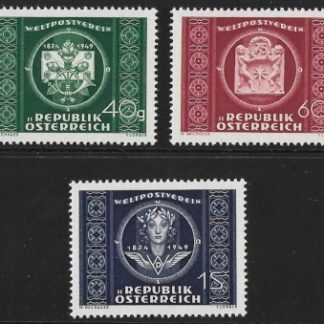 1949  Austria SG.1175-7 75th Anniversary of UPU set 3 values U/M (MNH)