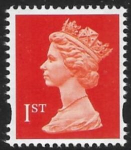 SG.1671 1st 2B orange red Litho Walsall elliptical perfs 15x14 gummed U/M (MNH)
