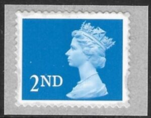SG.1976 2nd CB bright blue gravure Enschedé elliptical perfs 15x14 self adhesive U/M (MNH)