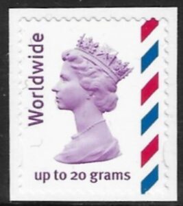 SG.2358a Worldwide 20 gms. NVI deep mauve, new blue & rosine. Walsall gravure. self adhesive. U/M (MNH)