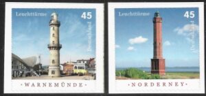 2011  Germany  SG.3724b-c Lighthouses - Norderney & Warnemunde. self adhesive ex booklet  U/M (MNH)