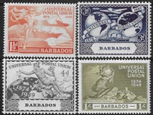 1949 Barbados SG.267-70 universal postal Union set 4 values U/M (MNH)