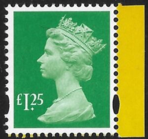 U3089a  £1.25   2B  green   M18L   M_IL (missing P)  (DY29) ISP  U/M (MNH)