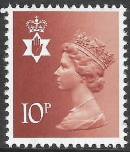 NI28  10p orange-brown  CB  Harrison U/M (MNH)