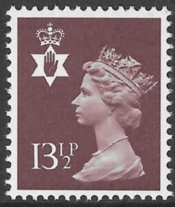 NI32  13½p  purple-brown  phos.  Harrison  U/M (MNH)