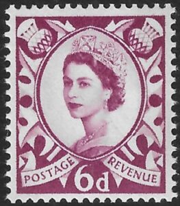 S3p 6d 2B claret crowns wmk Harrison U/M (MNH)
