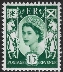 S5 1/3d green crowns wmk. Harrison U/M (MNH)