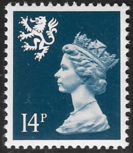 S55 14p left band deep blue Litho Questa U/M (MNH)