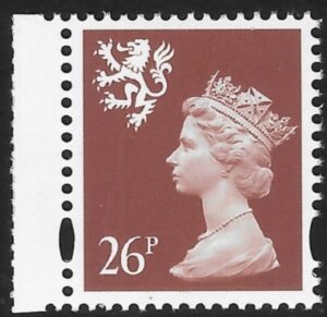 S91 26p 2B chestnut ex DX19 Harrison U/M (MNH)