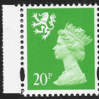 S90a  20p RB  bright green perf 14, DX21  Walsall  U/M (MNH)