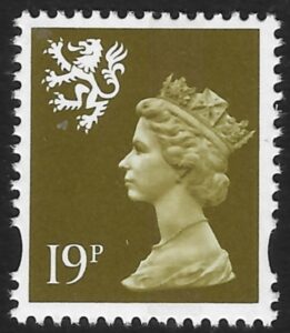 S81 19p CB  bistre  Litho Questa blue fluor. U/M (MNH)