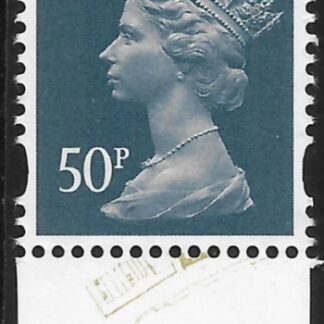 U3077  50p  2B  deep dark grey  M19L MPIL  DY30  ISP  U/M (MNH)