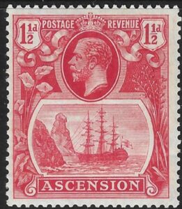1922 Ascension. KGV SG.12 1½d rose red M/M