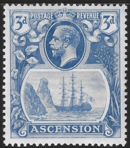 1922 Ascension. KGV SG.14 3d blue M/M