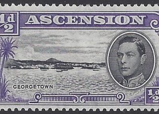 1938 Ascension SG.38a  ½d  black & violet variety 'long centre bar to E'   very lightly mounted mint.