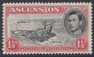 1938 Ascension. SG.40a 1½d black & vermilion with variety 'Davit' flaw. lightly mounted mint.