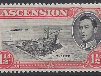 1938 Ascension. SG.40a  1½d  black & vermilion with variety 'Davit' flaw. lightly mounted mint.