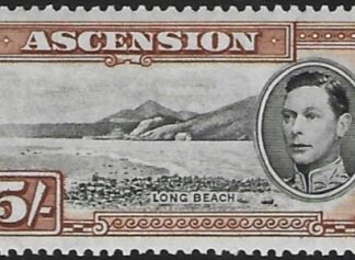 1938-53  Ascension. SG.46  5s. black & yellow-brown. lightly mounted mint.
