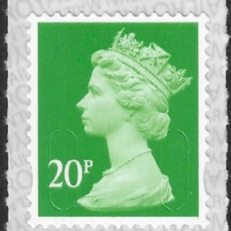 U2924 20p bright green 2B M19L  SBP s/L Walsall U/M (MNH)