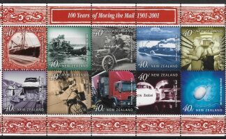 2001 New Zealand SG.2376-85 Moving the Mail. 10 values sheetlet U/M (MNH)